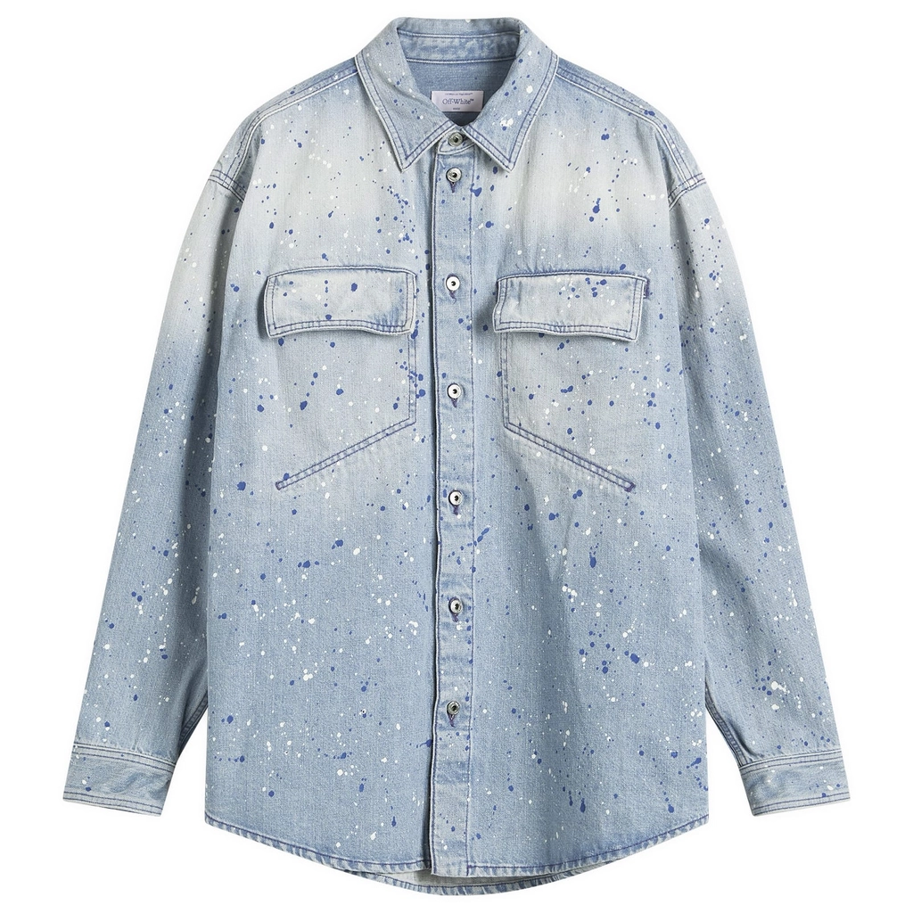 Off White Men's Paint Den Military Shirt Navy Blue